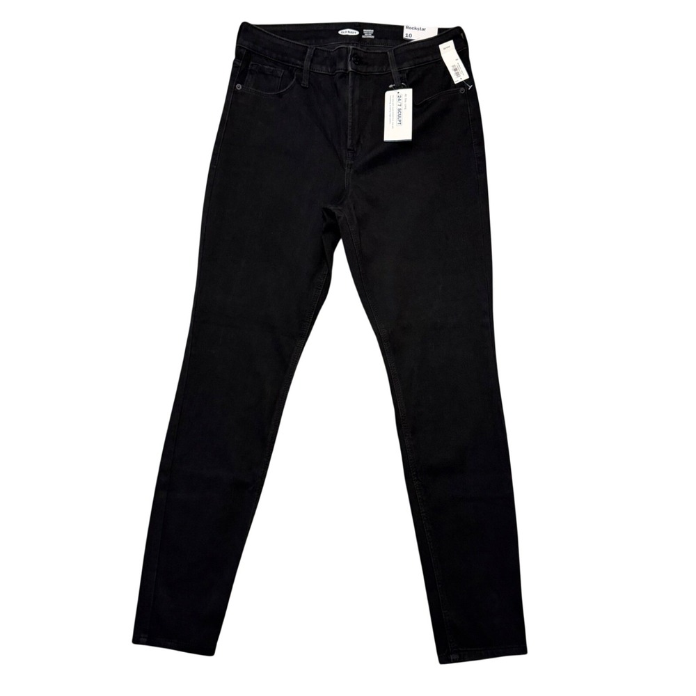 Old Navy Rockstar Jeans Women 10 Black Super Skinny High Rise 24/7 Sculpt NWT